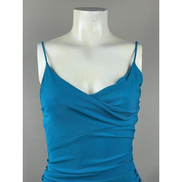 Diane Von Furstenberg Spaghetti Strap Slip Dress Women's 6 Teal Stretch Vintage - Picture 13 of 16